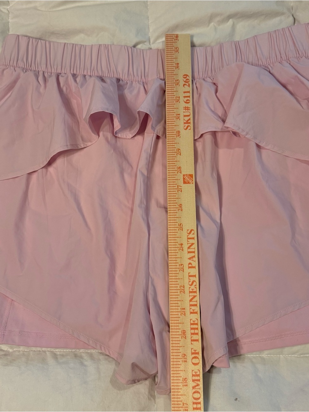 Plus Size 1X Blogilates Lilac Snow Athletic Ruffle Running Shorts w/Pockets - Picture 5 of 6